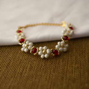 Ruby Blossom Handmade Bracelet
